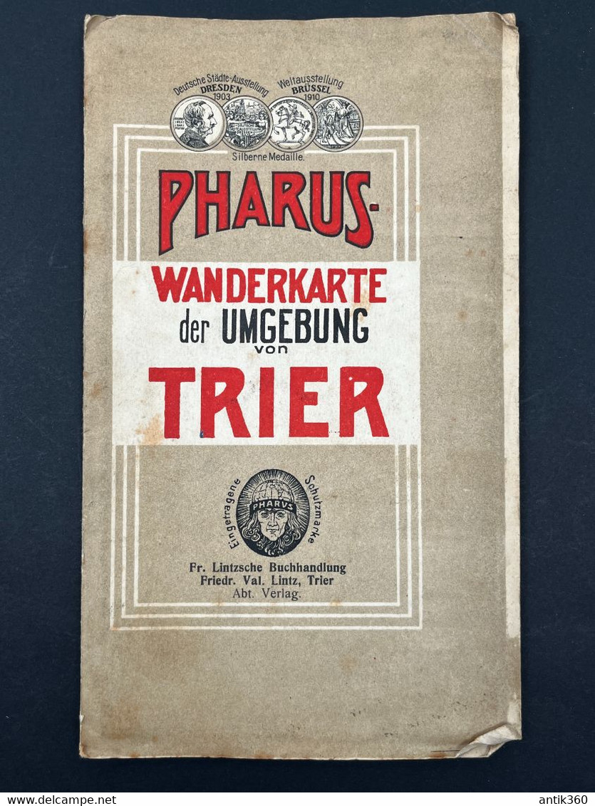 Ancienne Carte PHARUS WANDERKARTE DER UMGEBUNG VON TRIER TREVES ALLEMAGNE Circa 1920 - Sonstige & Ohne Zuordnung