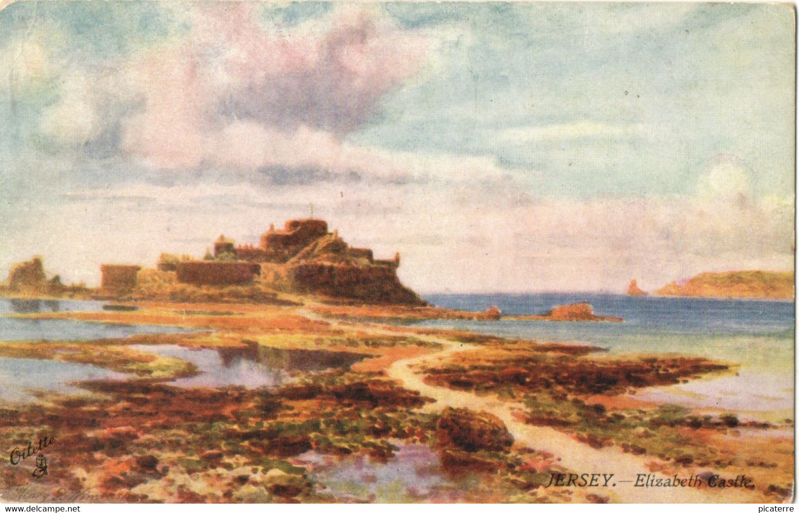 Elizabeth Castle, Jersey, "The Channel Islands"-illus.H.Wimbush-Raphael Tuck "Oilette"-no.7319 - Wimbush