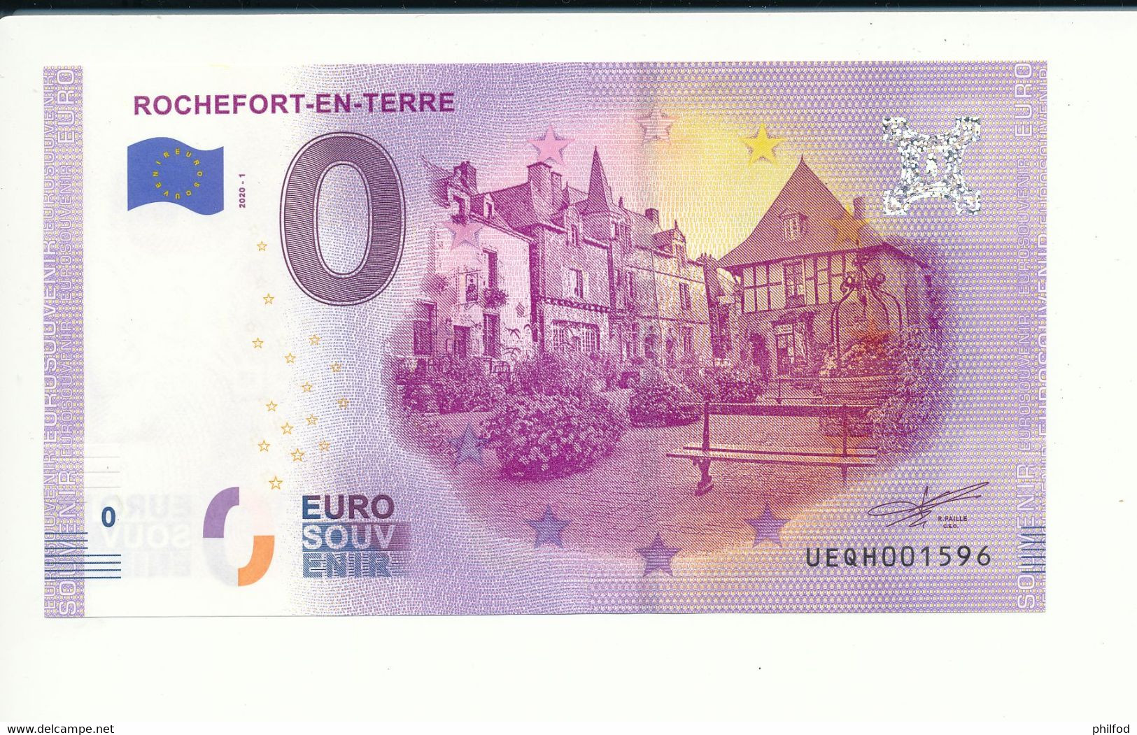 Billet Touristique 0 Euro - ROCHEFORT-EN-TERRE - 2020-1 - UEQH - N° 1596 - Autres & Non Classés