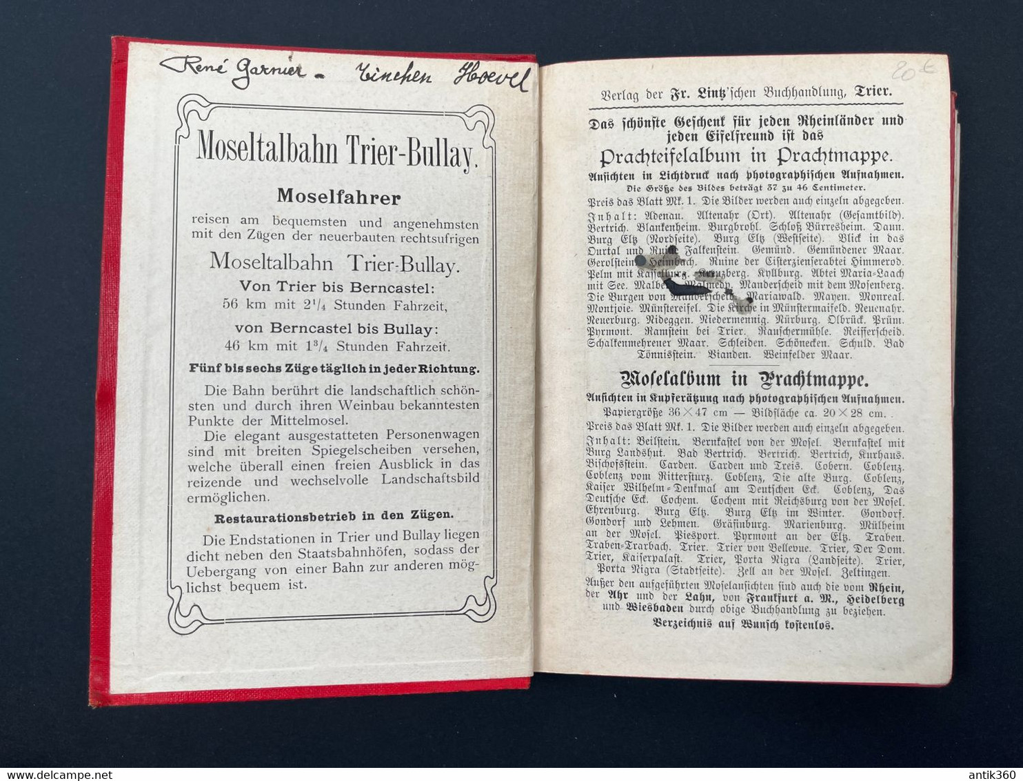 Ancien Guide DRONKE'S FÜHRER AN DER MOSEL UND SAAR DURCH DIE EIFEL UND DEN HOCHWALD HUNSRUCK