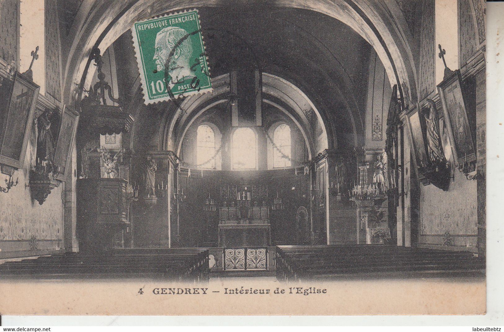 GENDREY - 2 Cartes - Vue Générale & Intérieur De L'église  PRIX FIXE - Gendrey