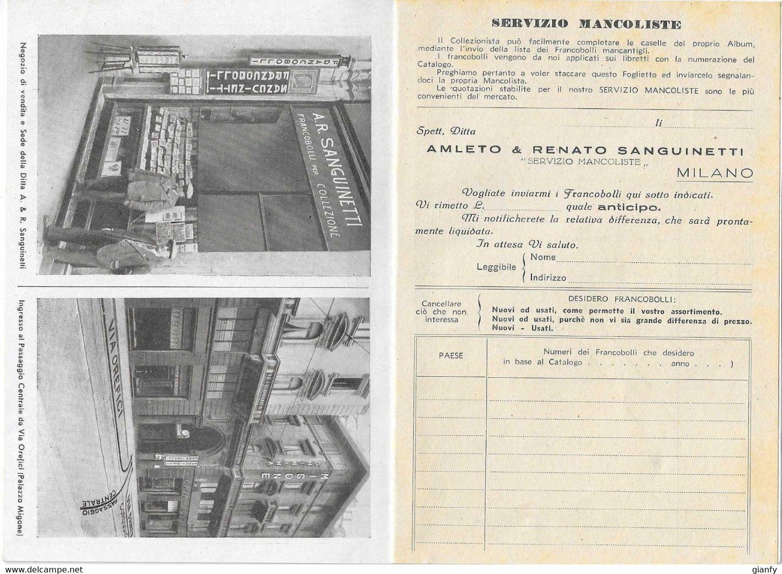 NOVITA E OCCASIONI AMLETO E RENATO SANGUINETTI - MILANO GIUGNO 1942 - Italie