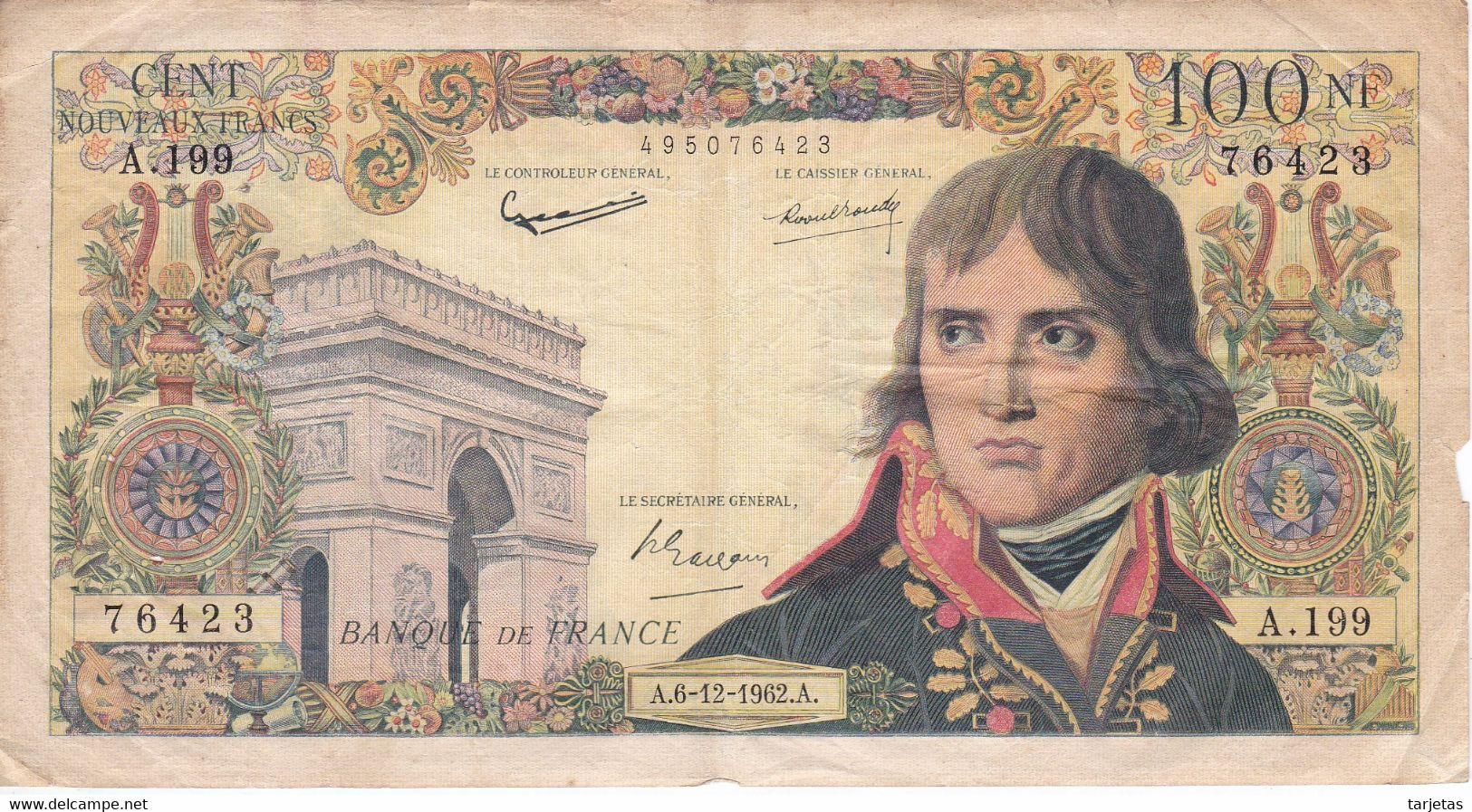 BILLETE DE FRANCIA DE 100 FRANCS DEL 6-12-1962 (BANKNOTE) NAPOLEON BONAPARTE - 100 NF 1959-1964 ''Bonaparte''