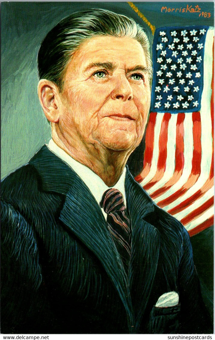 President Ronald Reagan 40th U S President Painting By Morris Katz - Presidentes