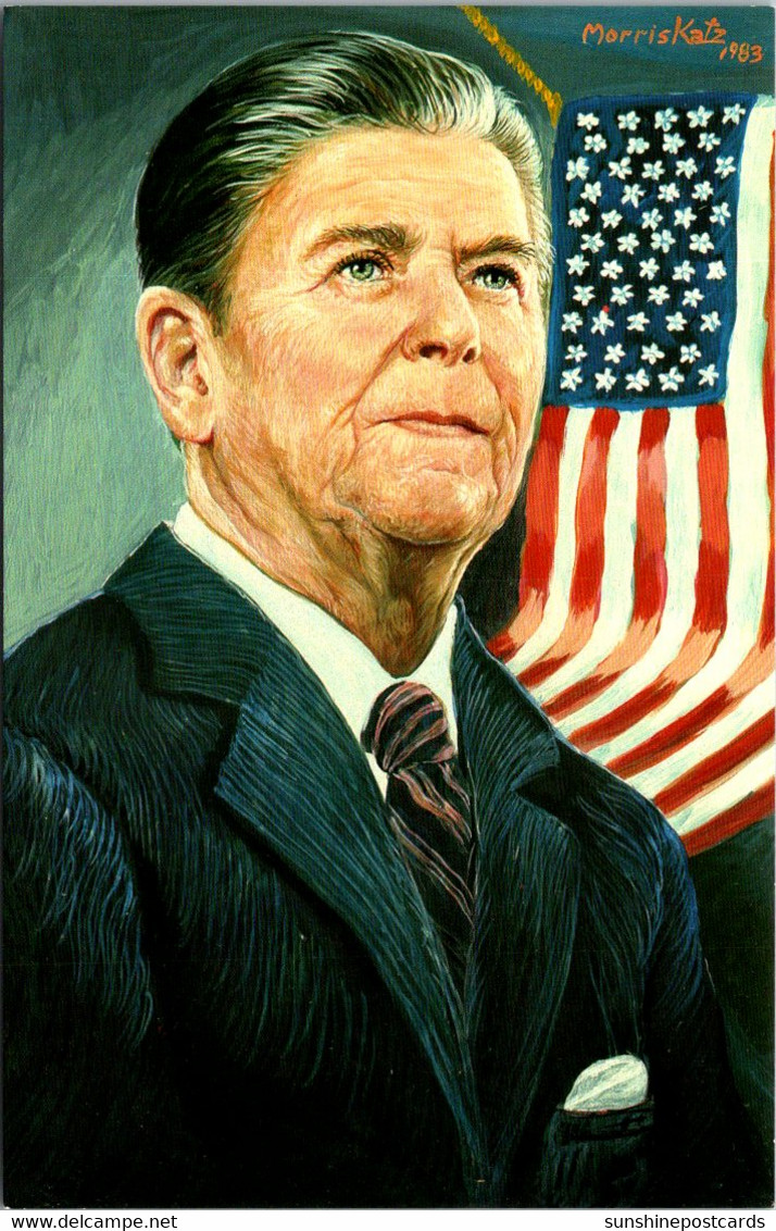 President Ronald Reagan 40th U S President Painting By Morris Katz - Présidents