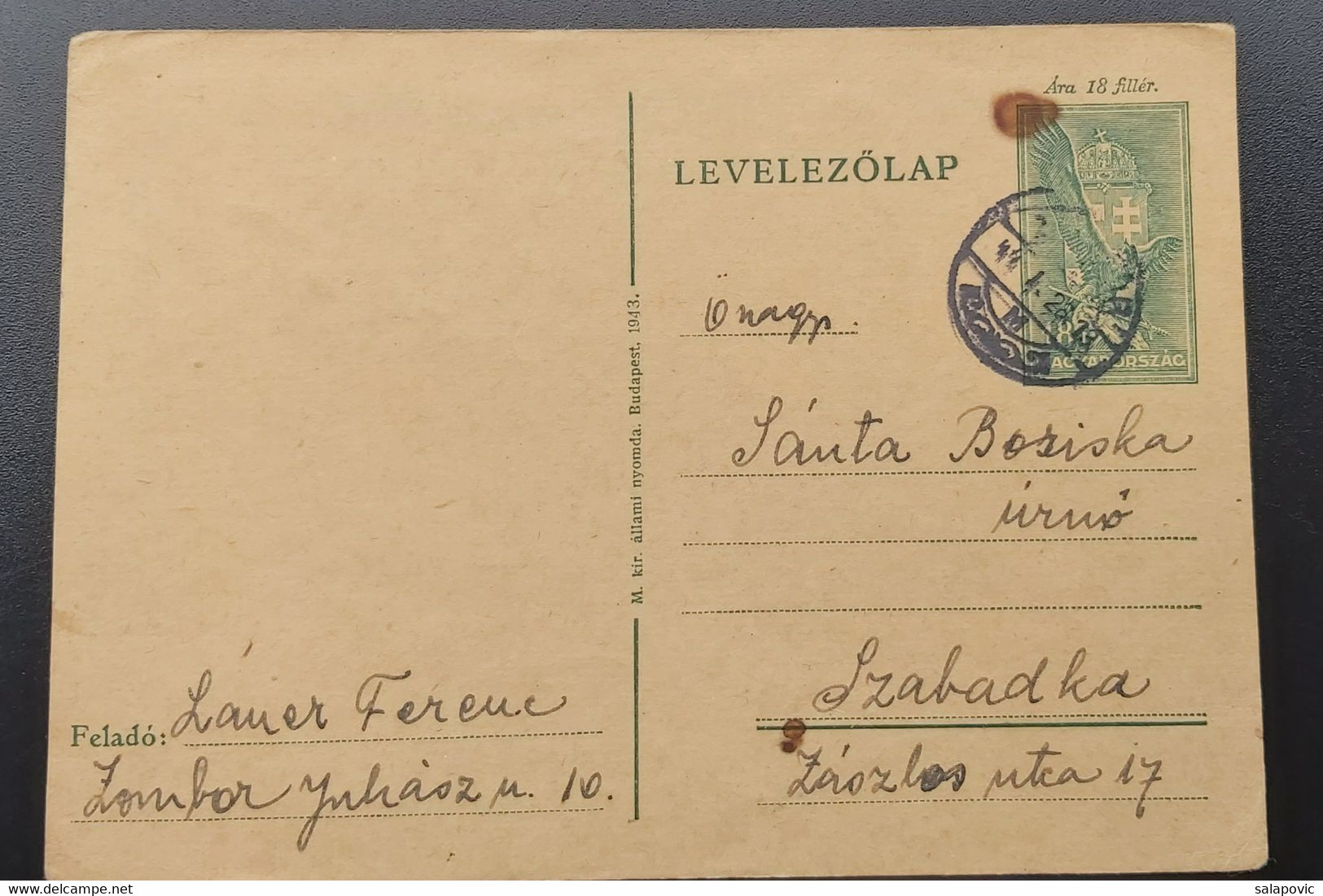 Hungary - Tábori Posta -1944 Zombor Levelezolap  4/45 - Brieven En Documenten