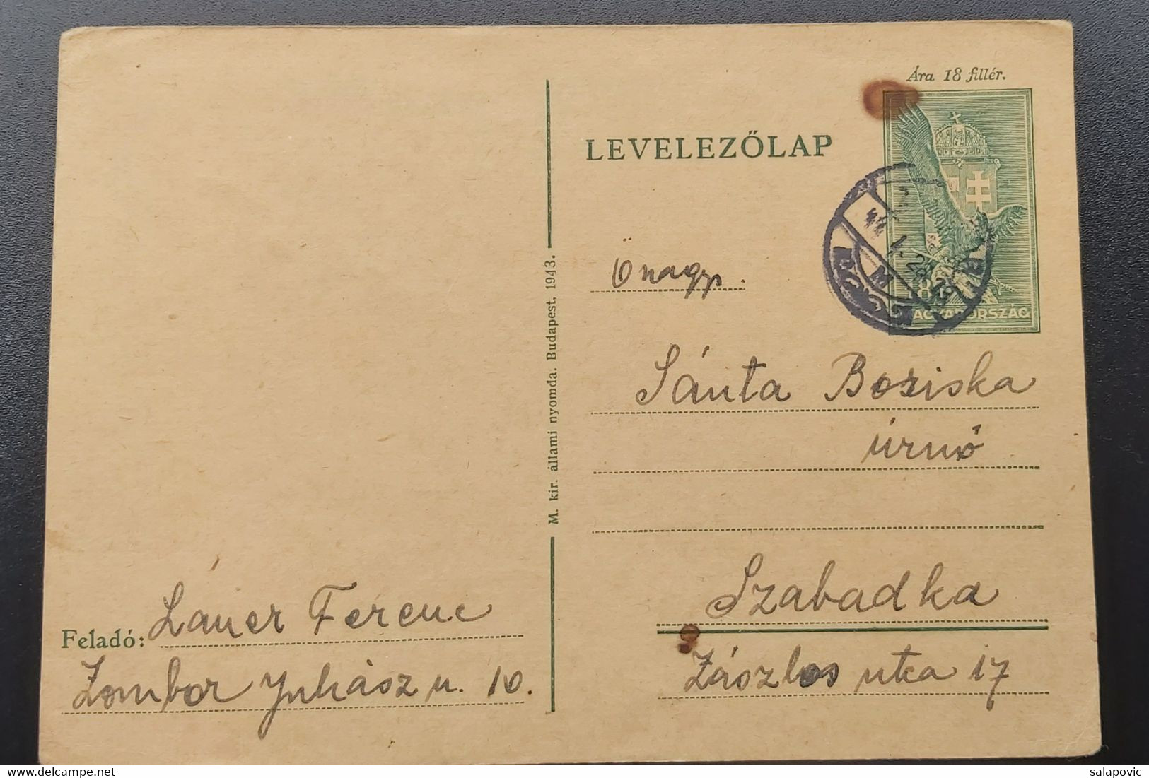 Hungary - Tábori Posta -1944 Zombor Levelezolap  4/45 - Lettres & Documents