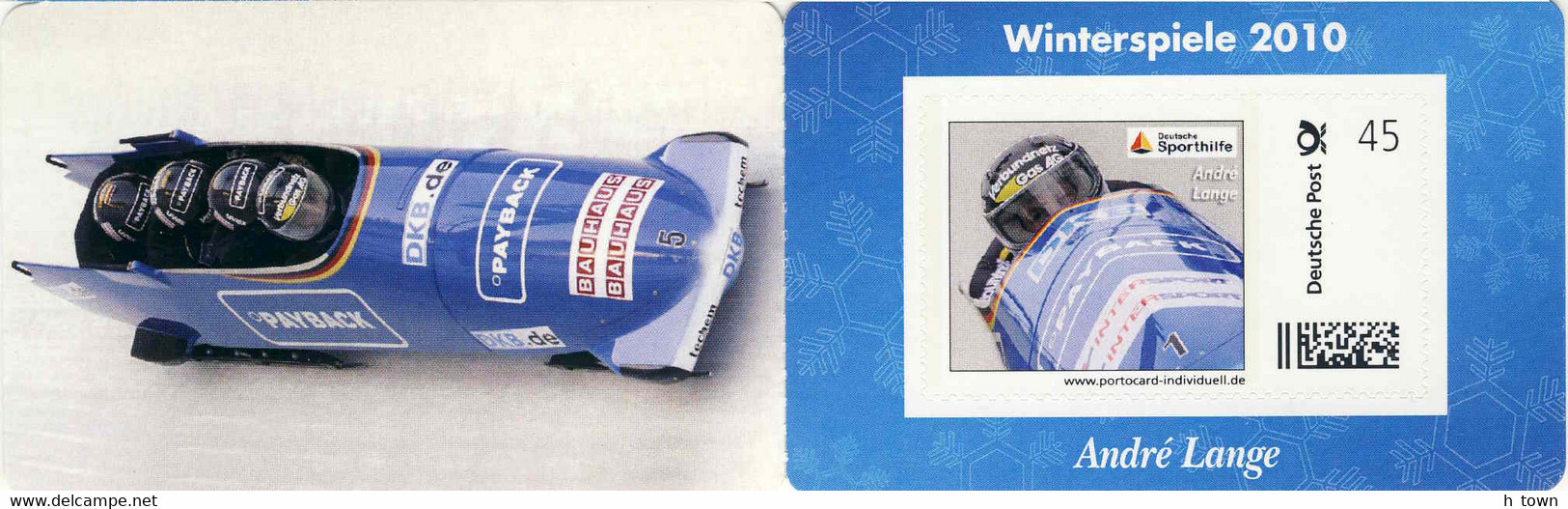 324  Jeux Olympiques D'hiver Vancouver - 2010 Winter Olympics, Bobsleigh Booklet With 1 Stamp, Andre Lange Gold Medalist - Winter 2010: Vancouver