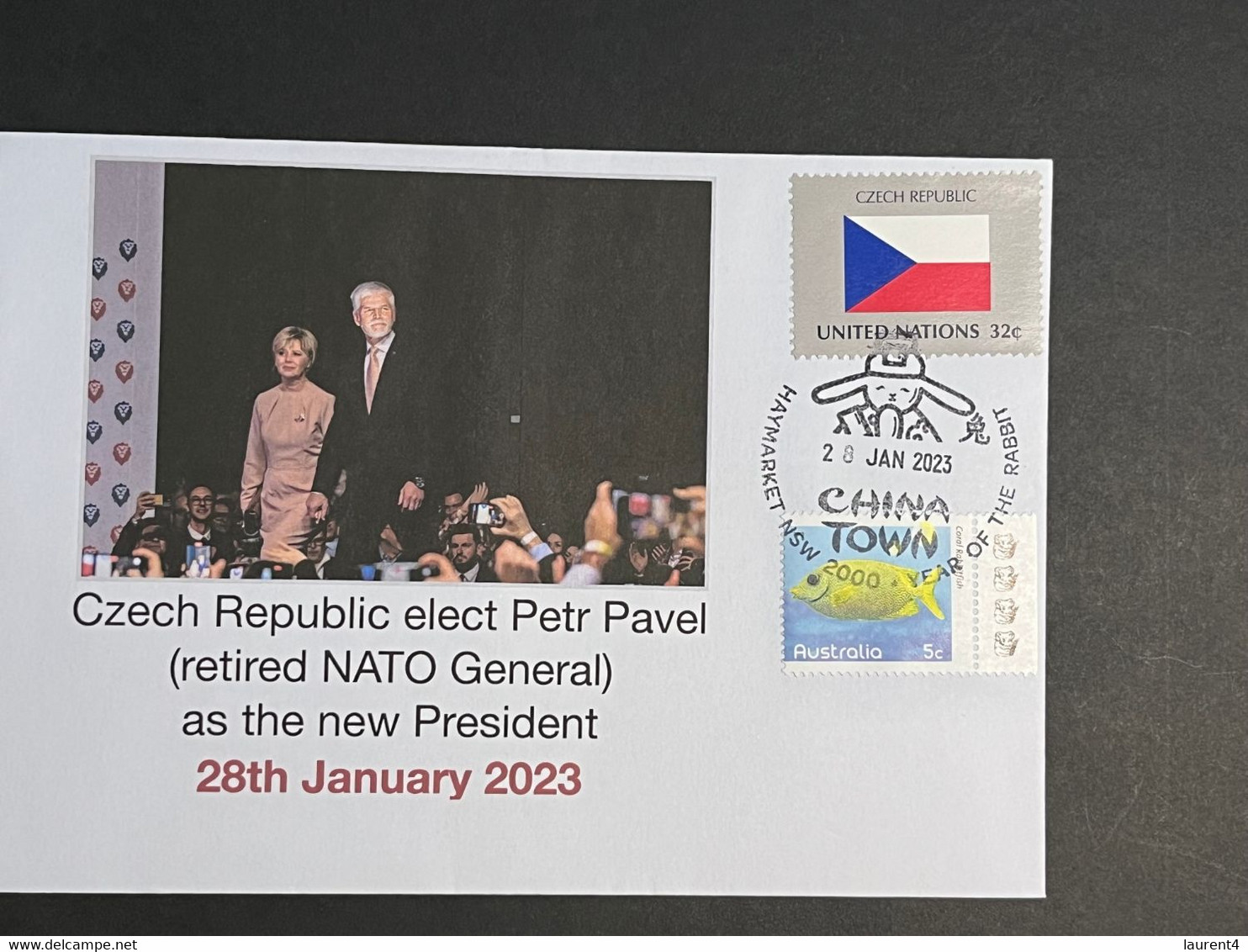 (1 Oø 43) Czech Republic Elect New President - With UN Czech Republic Flag Stamp - Petr Pavel - Other & Unclassified