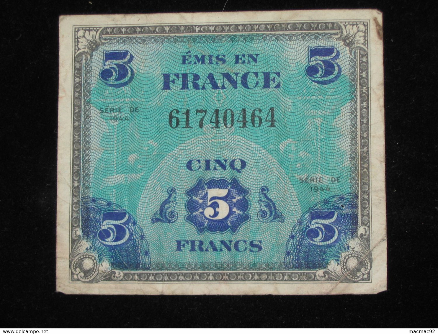 Billet De Débarquement - 5 Francs DRAPEAU FRANCE 1944 - Sans Série    **** EN ACHAT IMMEDIAT **** - 1944 Vlag/Frankrijk