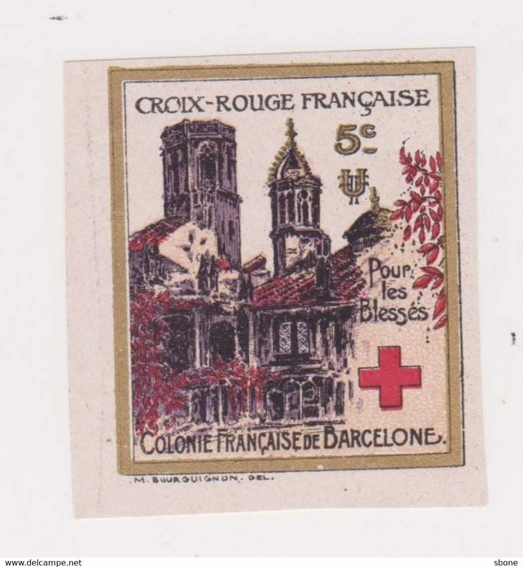 Vignette Militaire Delandre - Croix Rouge - Barcelone - Croix Rouge