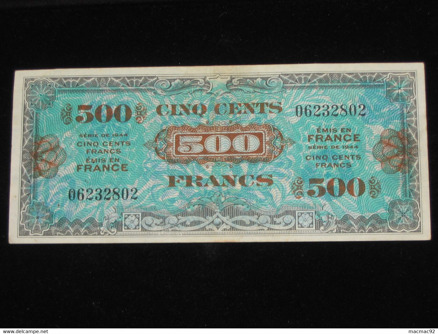 TRES RARE Billet De Débarquement - 500 Francs DRAPEAU FRANCE 1944 - Sans Série    **** EN ACHAT IMMEDIAT **** - 1944 Flag/France