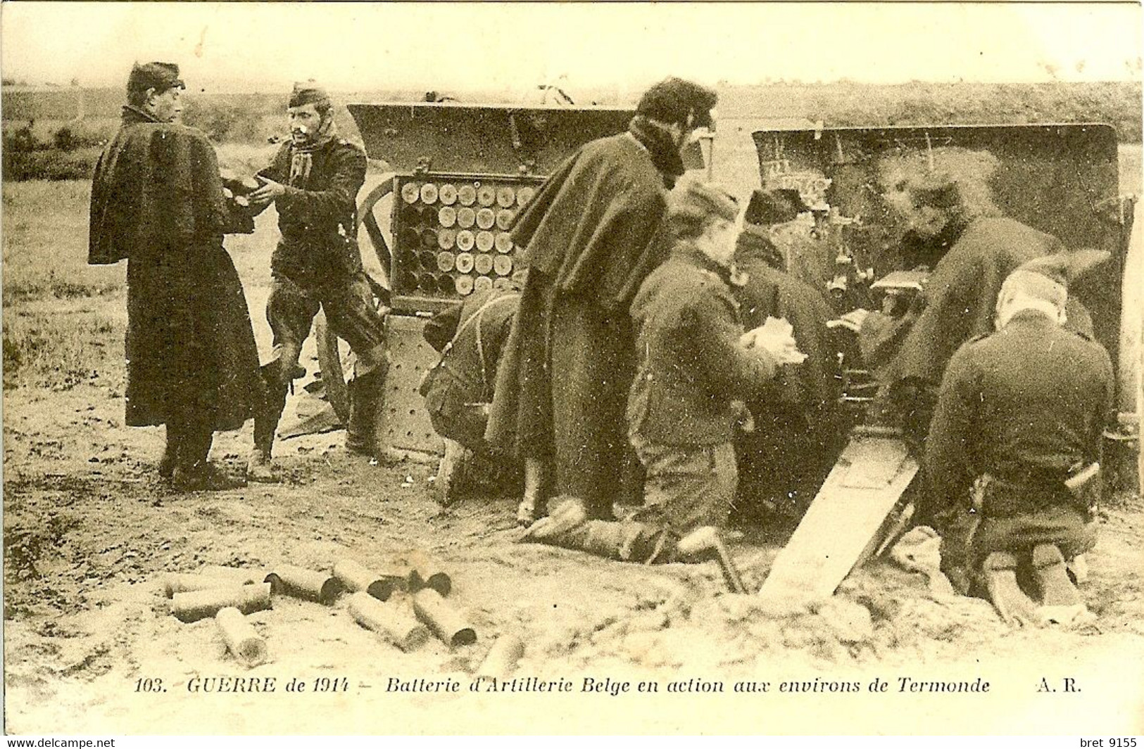 BELGIQUE TERMONDE GUERRE DE 1914 BATTERIE D ARTILLERIE BELGE EN ACTION AUX ENVIRONS DE TERMONDE - Dendermonde