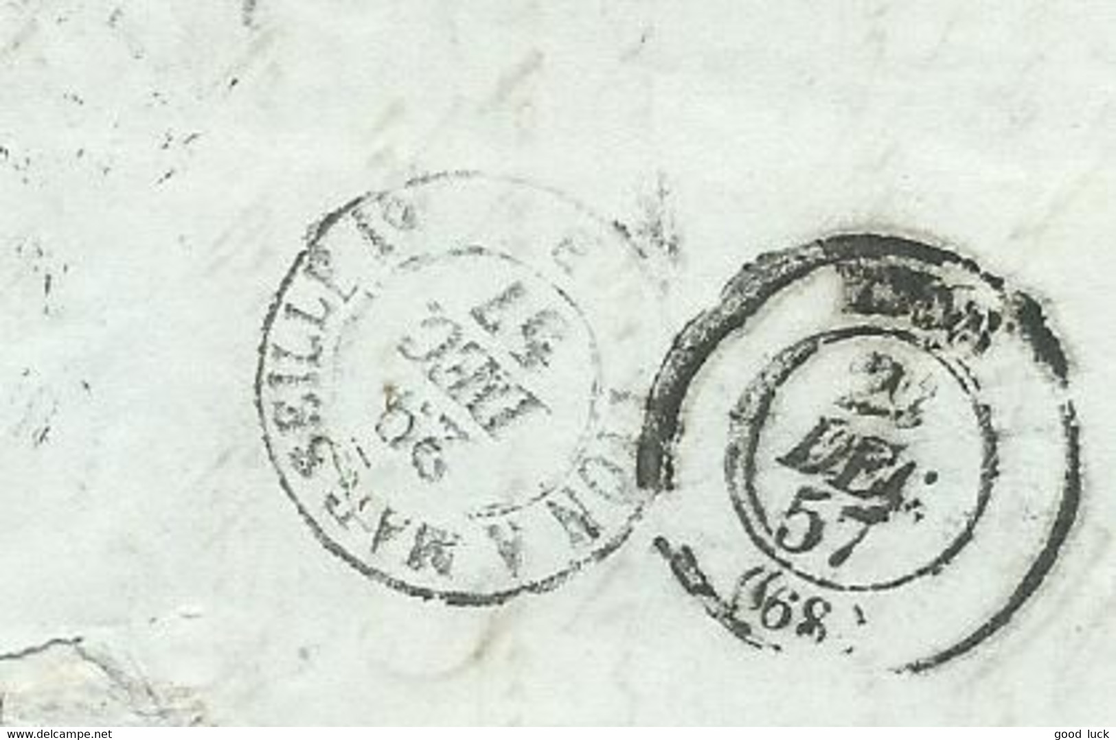 ITALIE DE ROME POUR GRENOBLE TAXE "10" PAR VOIE DE MER POUR GRENOBLE DE 1857 LETTRE COVER - Zonder Classificatie