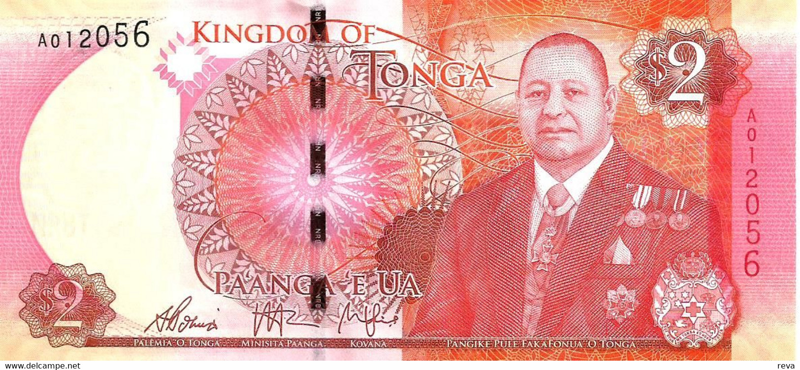 TONGA 2 PA'ANGA  RED NEW KING PORTRAIT FRONT EMBLEM BACK  ND(2015) P44 UNC READ DESCRIPTION - Tonga