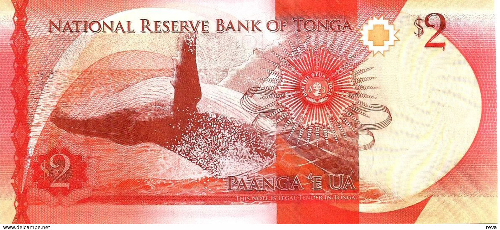 TONGA 2 PA'ANGA  RED NEW KING PORTRAIT FRONT EMBLEM BACK  ND(2015) P44 UNC READ DESCRIPTION - Tonga