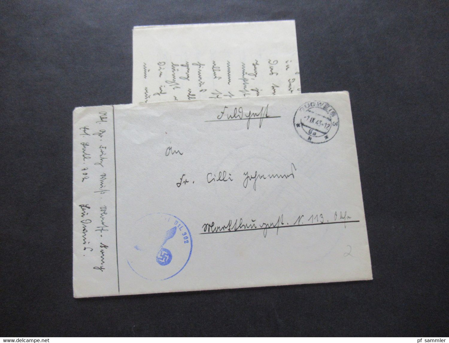 3.Reich 1943 Feldpost 2.WK Böhmen Und Mähren Stempel Budweis Mit Dienststempel Und Inhalt! - Lettres & Documents