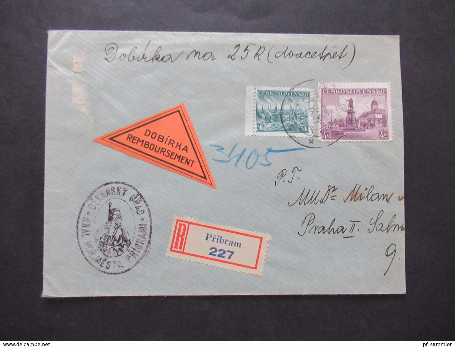 CSSR 27.9.1939 Protektorat Mitläufer Böhmen Und Mähren Einschreiben Dobirka Remboursement Pribram - Prag - Storia Postale