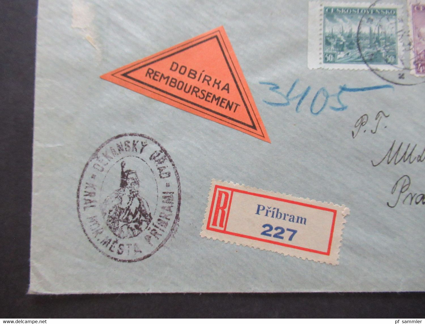 CSSR 27.9.1939 Protektorat Mitläufer Böhmen Und Mähren Einschreiben Dobirka Remboursement Pribram - Prag - Cartas & Documentos
