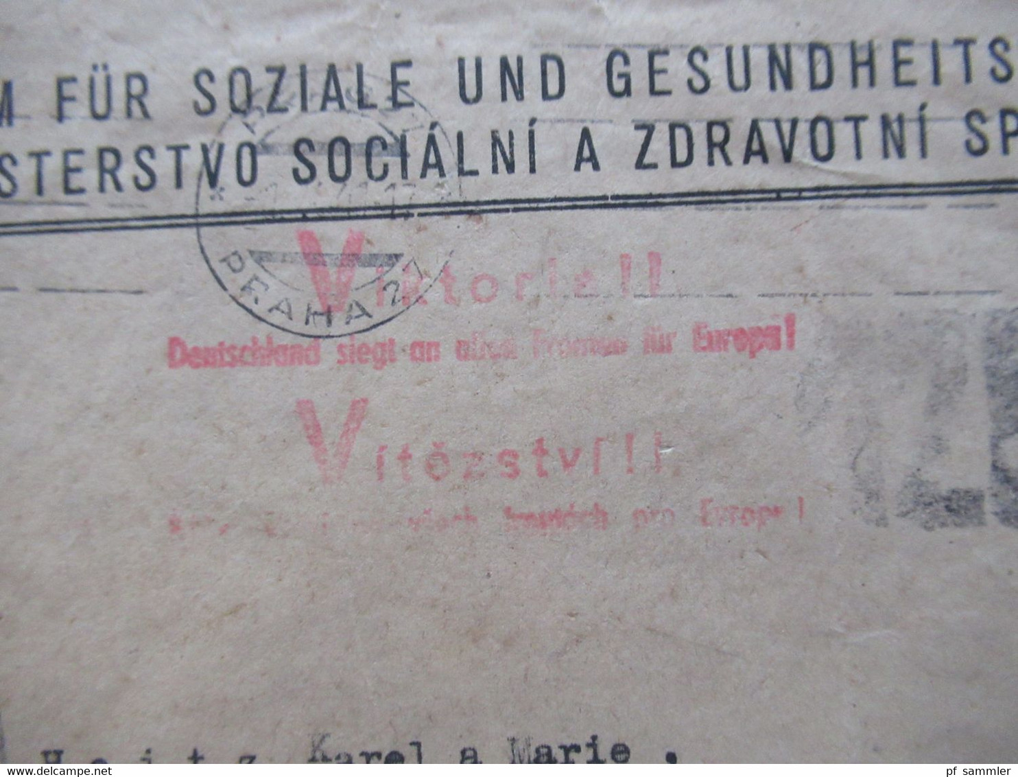 1941 Protektorat Böhmen Und Mähren Ministerium Für Soziale Und Gesundheitsverwaltung Viktoria Stempel!! Portomarken - Storia Postale