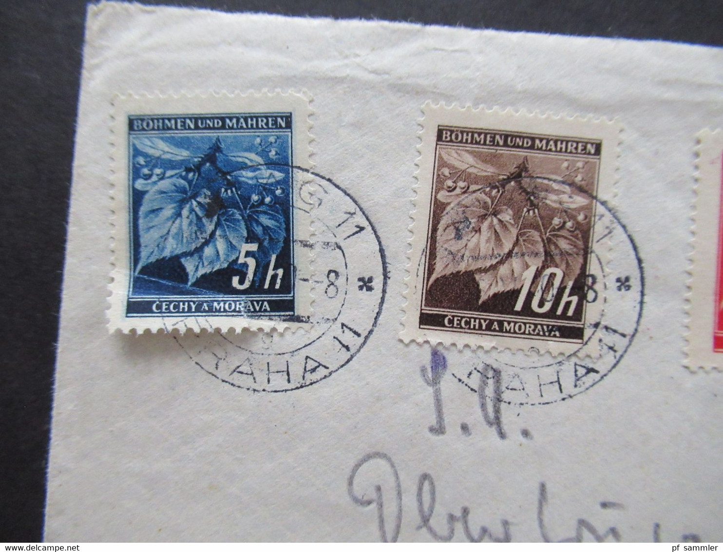 1940 Protektorat Böhmen Und Mähren Freimarken Lindenzweig U. Landschaften MiF Mit 6 Marken Fernbrief Prag - Ulm - Storia Postale