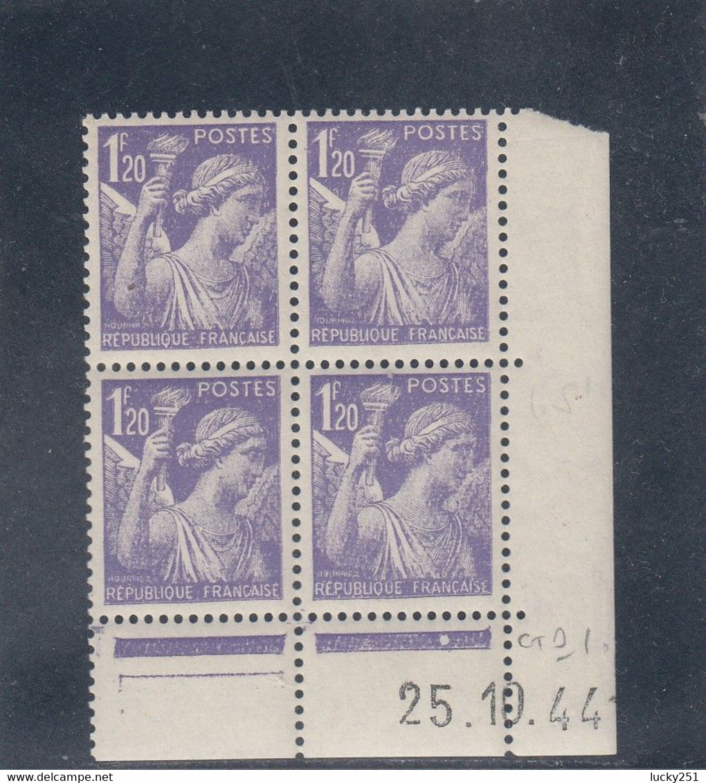 France - 25/10/1944 - Neuf** - N°YT 651** - Coin Daté - Type Iris - 1fr20 Violet - 1940-1949