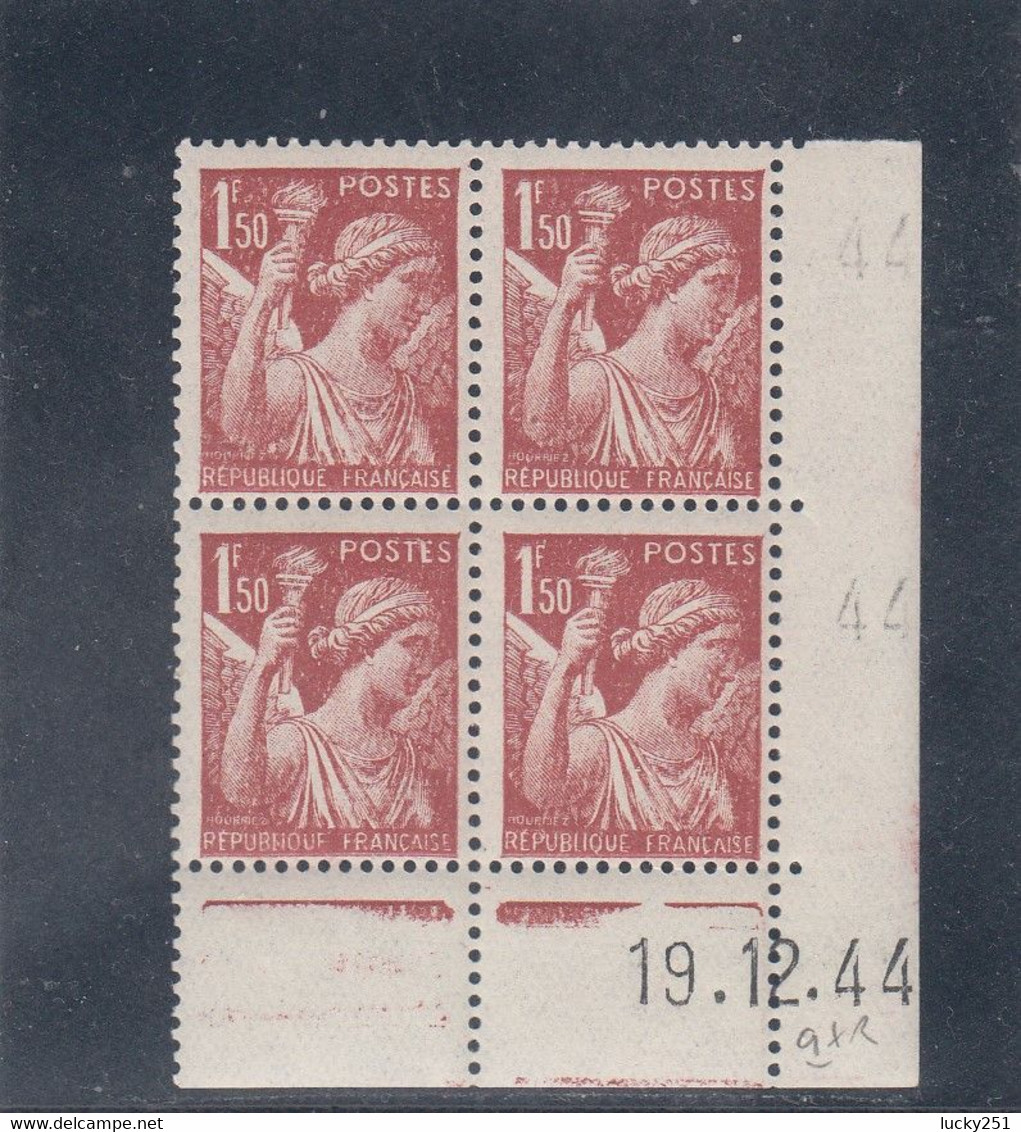 France - 19/12/1944 - Neuf** - N°YT 652** - Coin Daté - Type Iris - 1fr50 Rouge Brun - 1940-1949