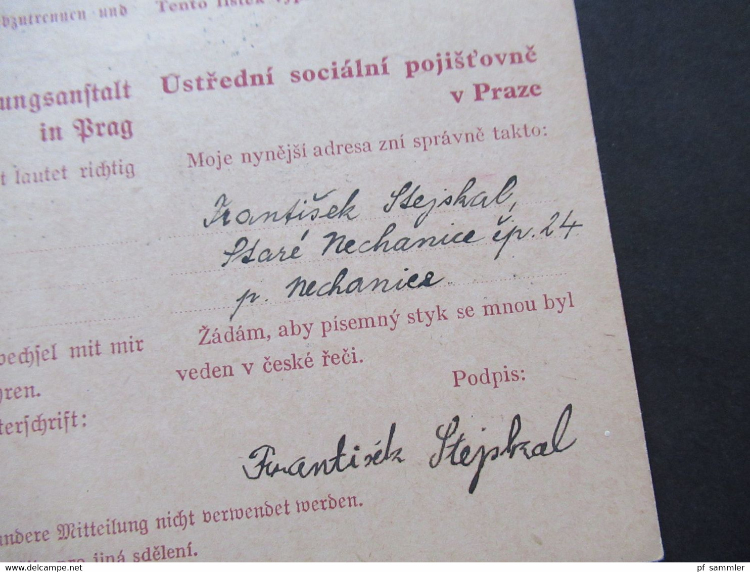 1940 Protektorat Böhmen Und Mähren Ganzsache Zentralsozialversichungsanstalt Dienstpostkarte DPB 1 Antwortteil - Storia Postale