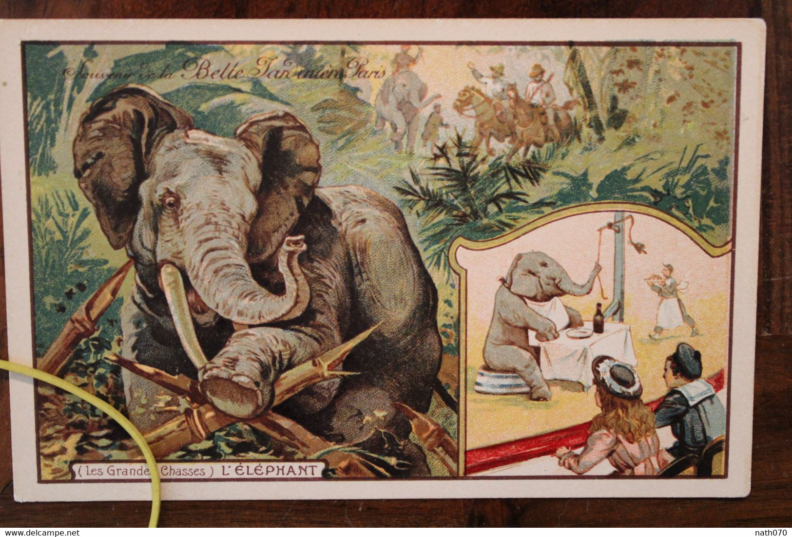 1910's Cpa Ak Souvenir De La Belle Jardinière Paris éléphant Illustrateur Enfants Cirque - Werbepostkarten