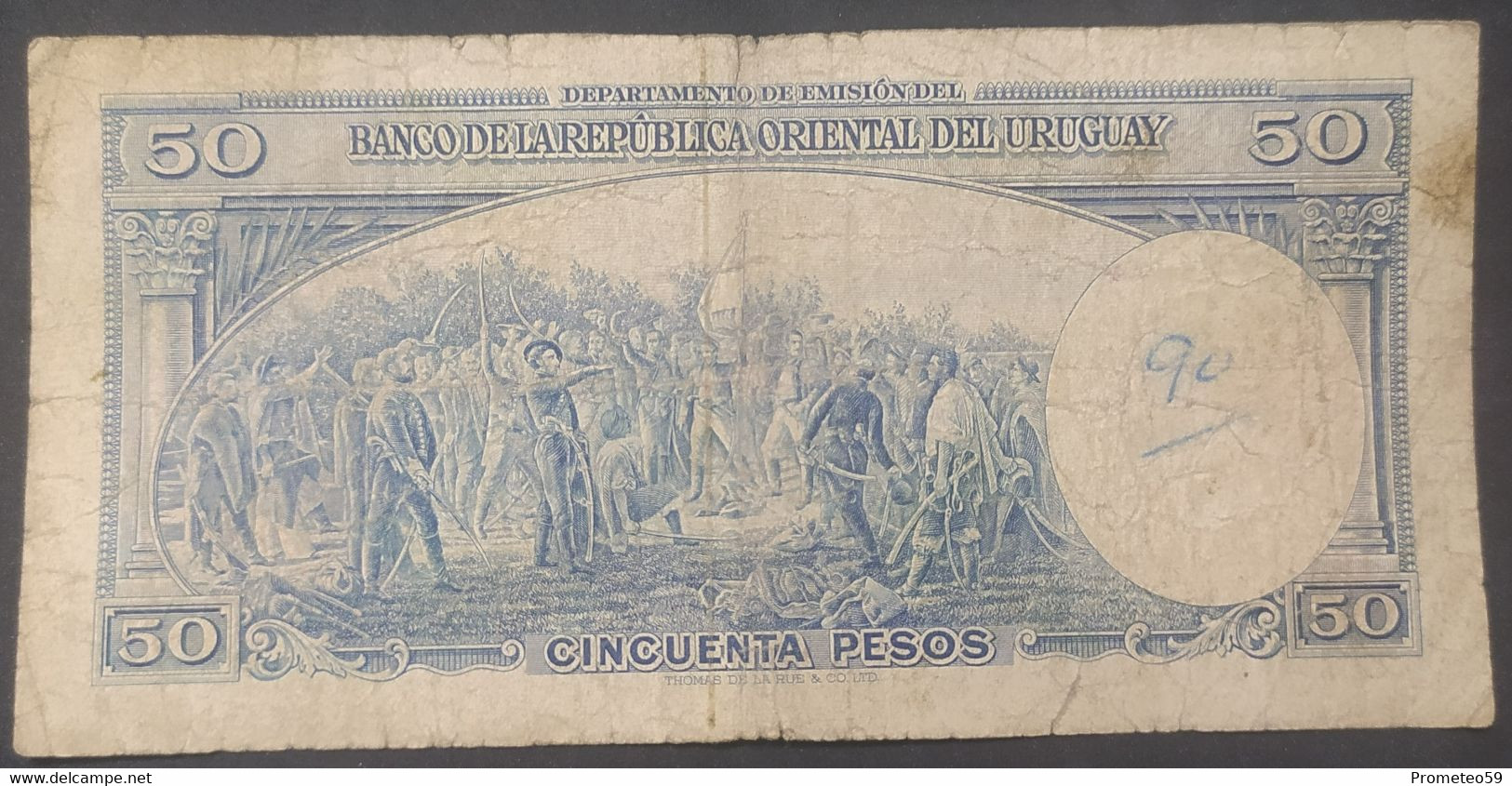 Uruguay – Billete Banknote De 50 Pesos Moneda Nacional – Ley De 1939 – Serie C - Uruguay