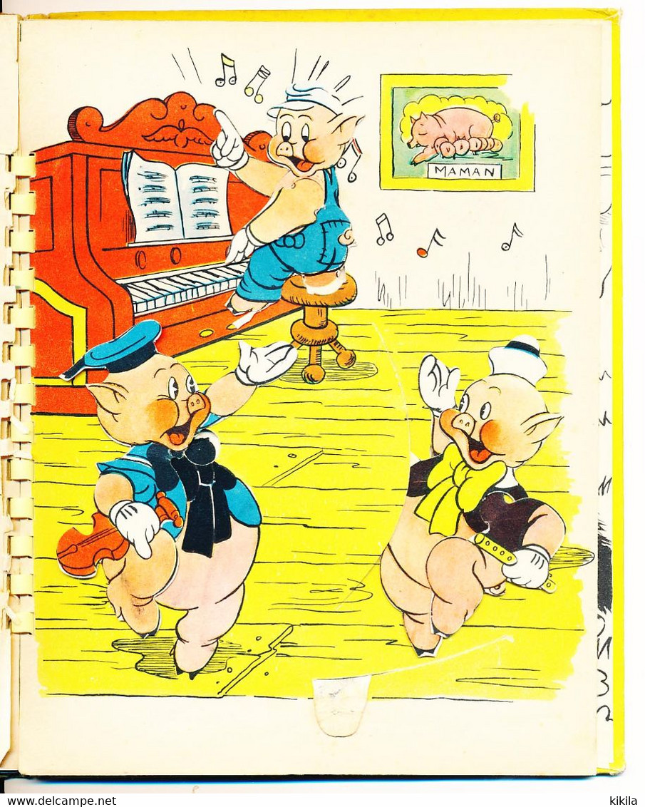 Walt Disney  Les Trois Petits Cochons Les Albums Hop-La!   Images Articulées  Editions Hachette  4ème Trimestre 1949 - Autres & Non Classés