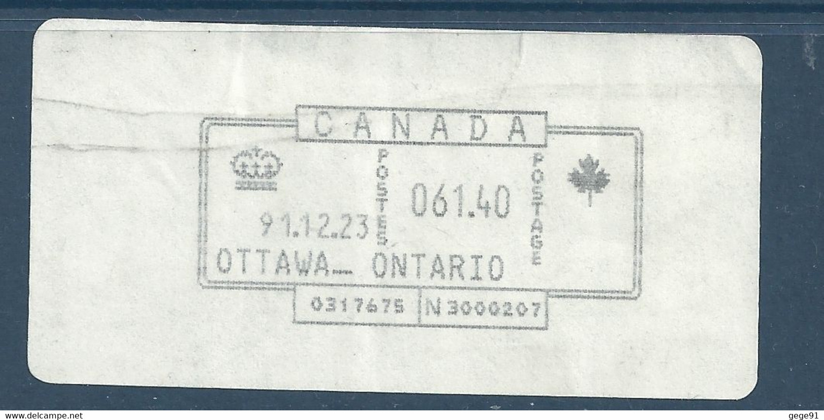 Vignette D'affranchissement De Guichet - Ottawa - Stamped Labels (ATM) - Stic'n'Tic