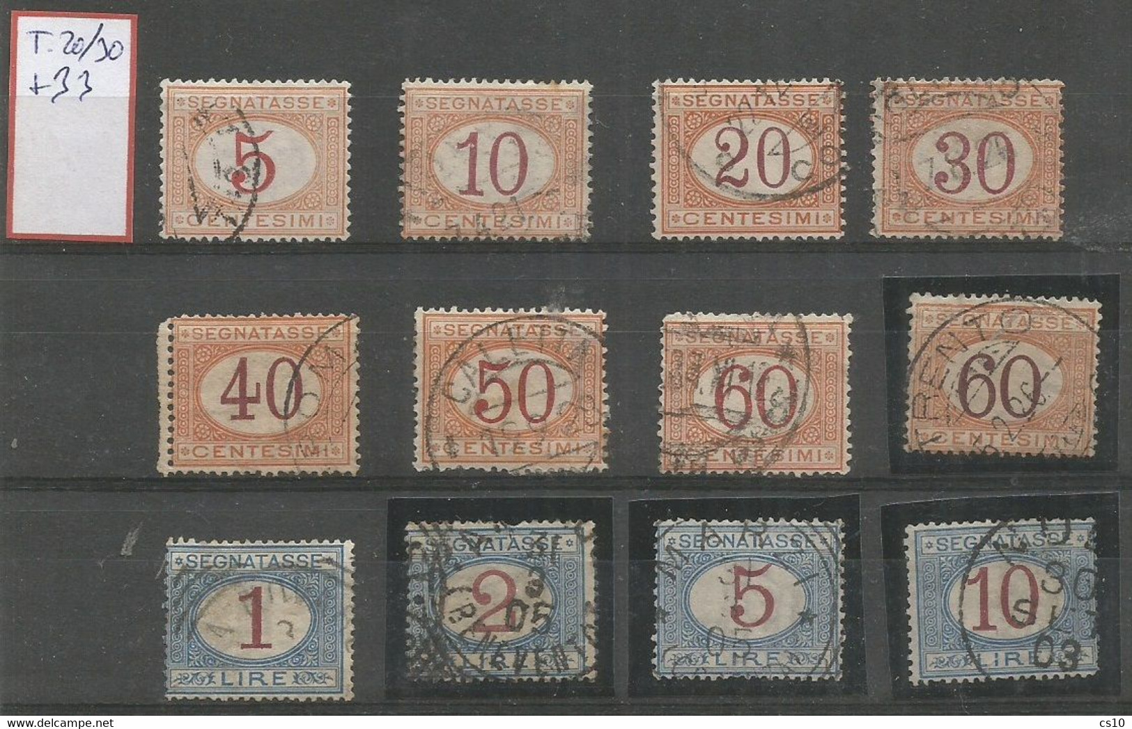 Italy Kingdom 1890/1926 Postage Due Number In Carmine In Orange Oval + Brown Number C.60  #20/30+33  Used - Postage Due
