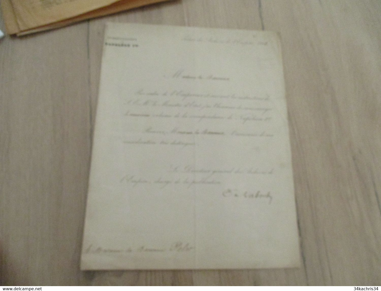 Pièce Signée COMTE DE LABORDES Palais Archives De L'Empire 1862 Correspondances De Napoléon 1er Envoi De Livre.... - Andere & Zonder Classificatie