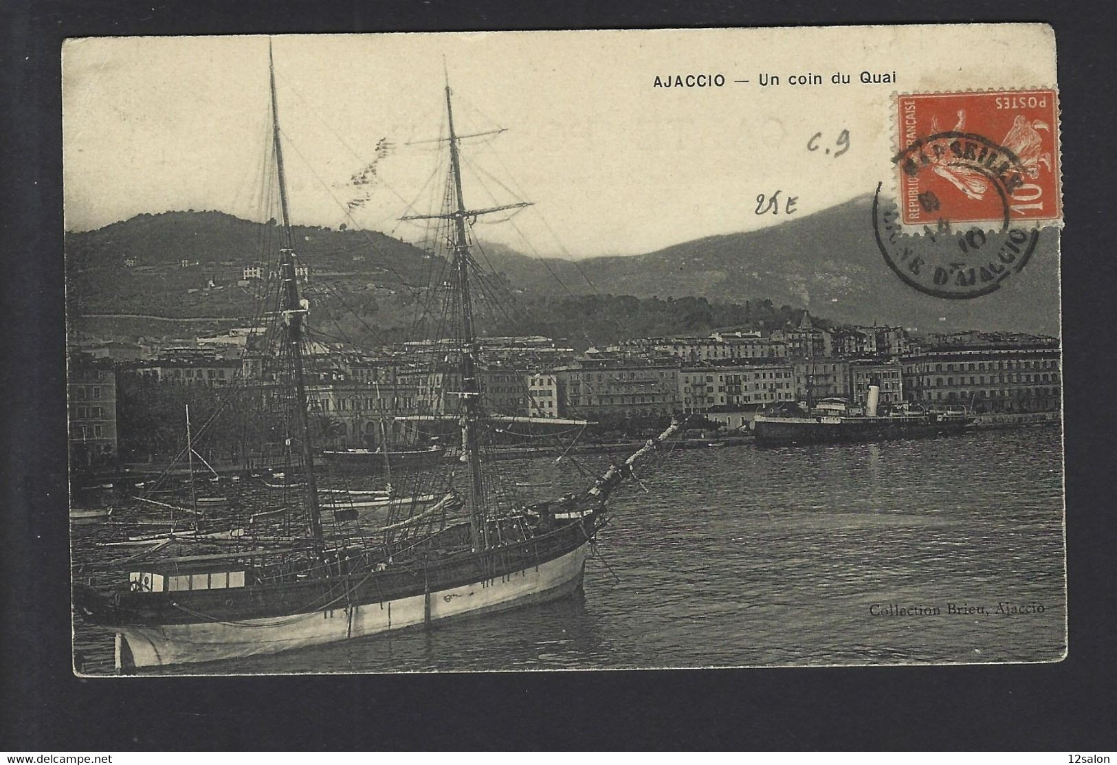 Carte MARSEILLE LIGNE AJACCIO 1910 - Schiffspost
