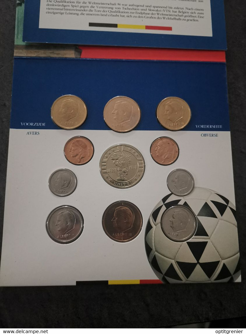 COFFRET BELGIQUE FRANCS FRANK 1994 CM FOOTBALL UNC FDC BU SET BELGIUM COINS - FDC, BU, BE, Astucci E Ripiani