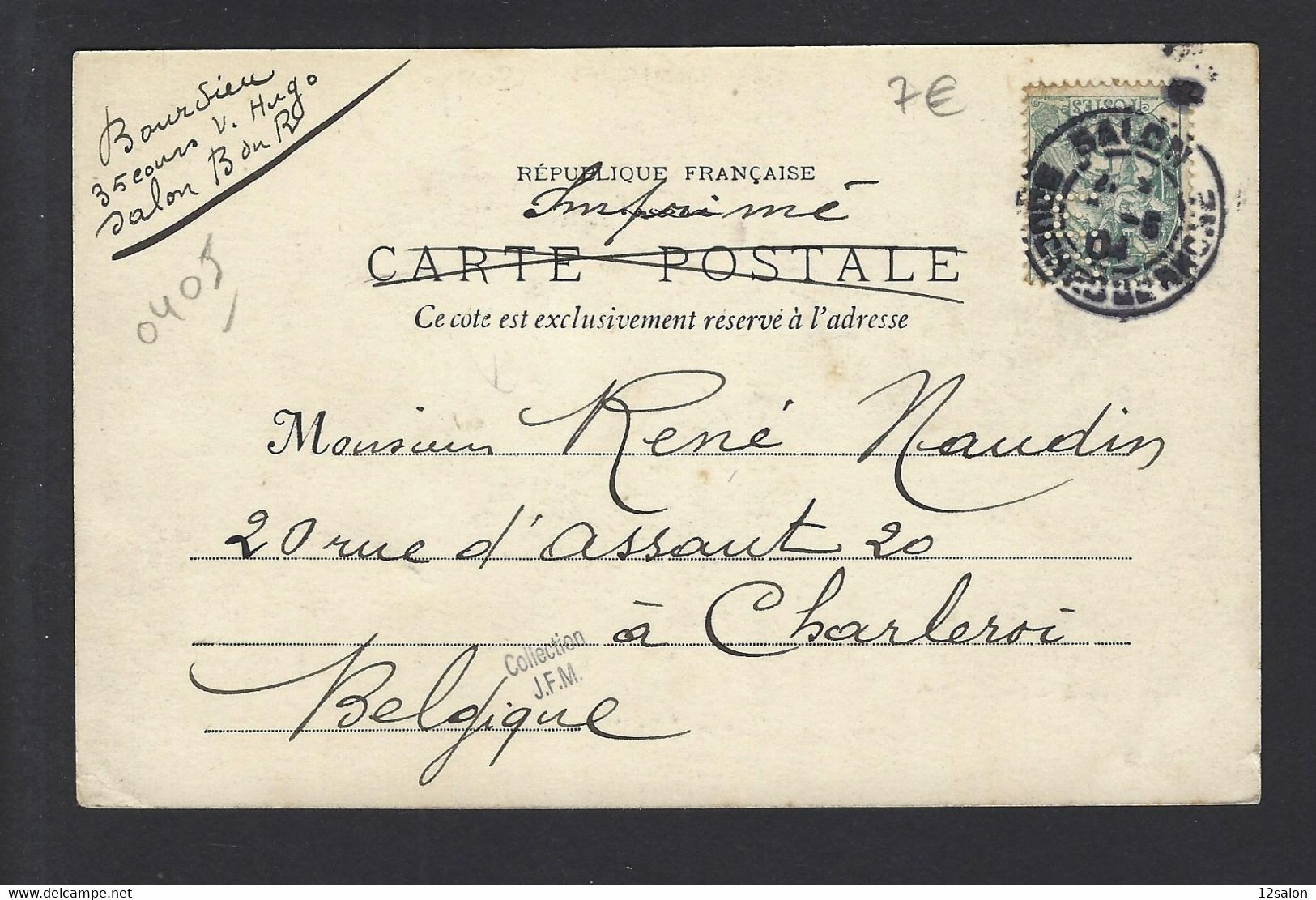 Carte De FRANCE SALON DE PROVENCE Perforée MG 1904 - 1877-1920: Période Semi Moderne