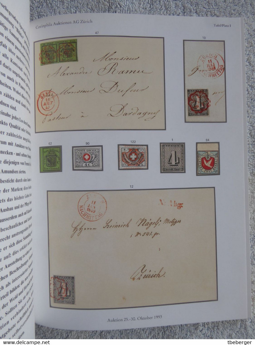 AC Corinphila 86 Auction 1993: Alt-Schweiz Spezial-Sammlung 'Bilitio' - 1843-1852 Kantonalmarken Und Bundesmarken