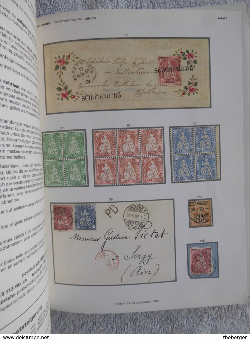 AC Corinphila 82 Auction 1991: Alt-Schweiz Spezial-Sammlungen 'Aare', 'Chaumont' & 'Champéry' - 1843-1852 Kantonalmarken Und Bundesmarken