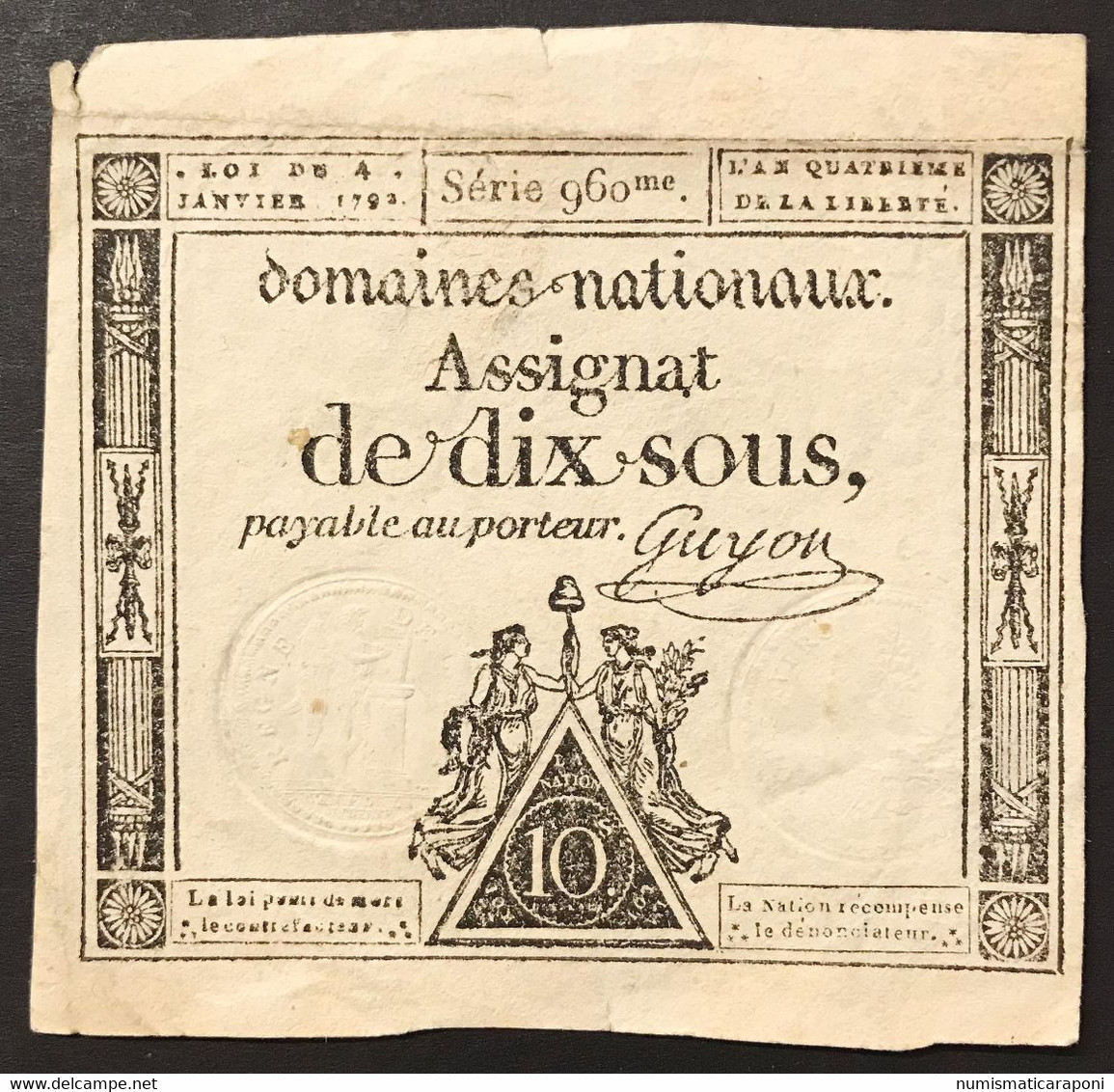 Francia France Assignat De 10 SOUS 1792  L Lotto.4351 - ...-1889 Anciens Francs Circulés Au XIXème