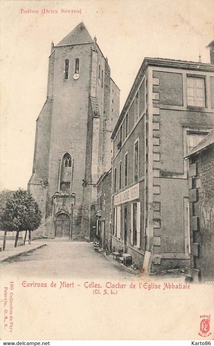 Celles * Environs De Niort * Rue Et Clocher De L'église Abbatiale - Celles-sur-Belle