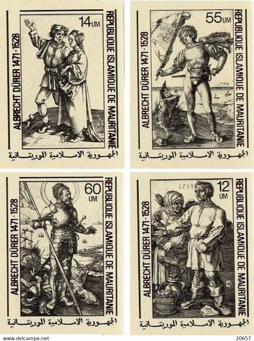 Mauritanie Mauritania 0628/31 Mi 0409/12 Y, Imperforés, Albrecht Dürer, Saint Georges Et Le Dragon - Grabados