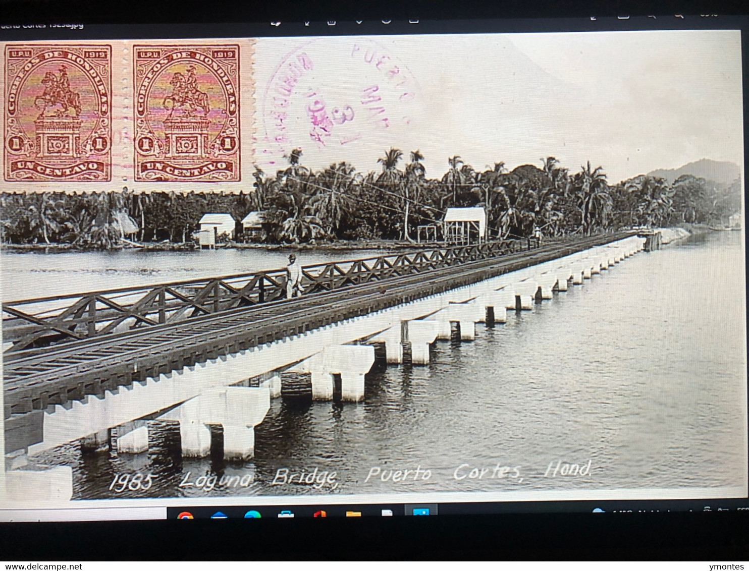 Laguna Bridge And Line Train In Puerto Cortes 1923 Sent By Blas Bombace ( Editor Of Postcards) - Honduras