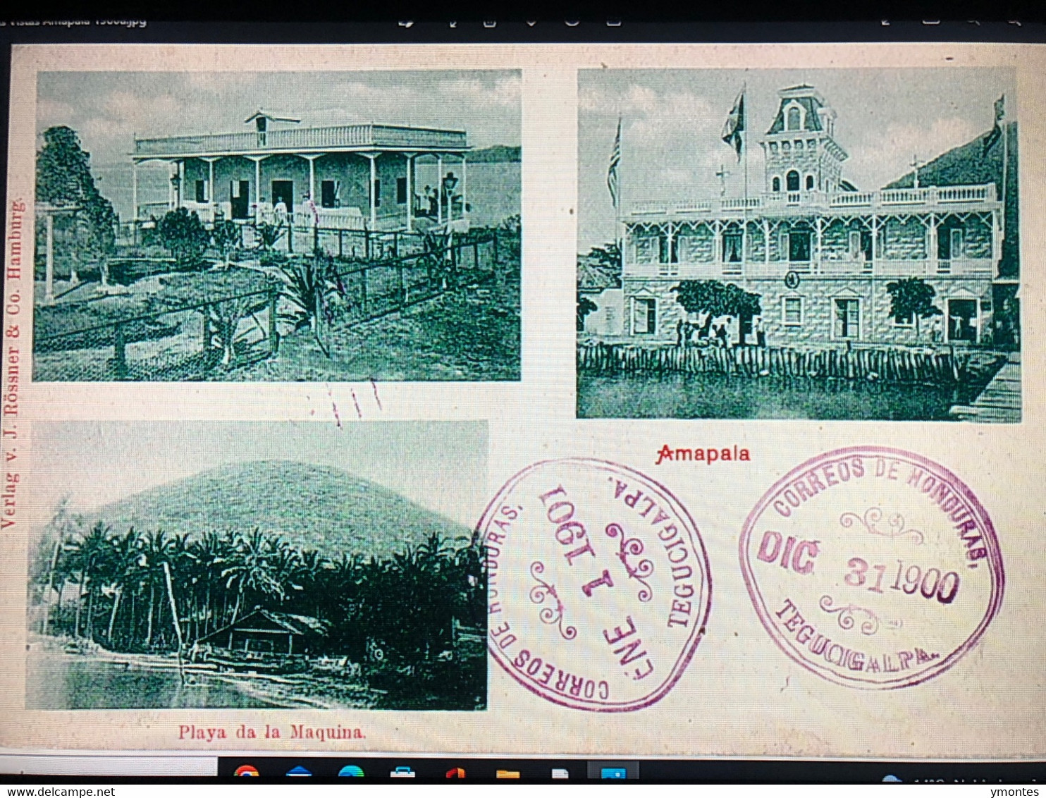 Published By Jose Rossner , Amapala Postcard Circulated With Train Stamps - Honduras