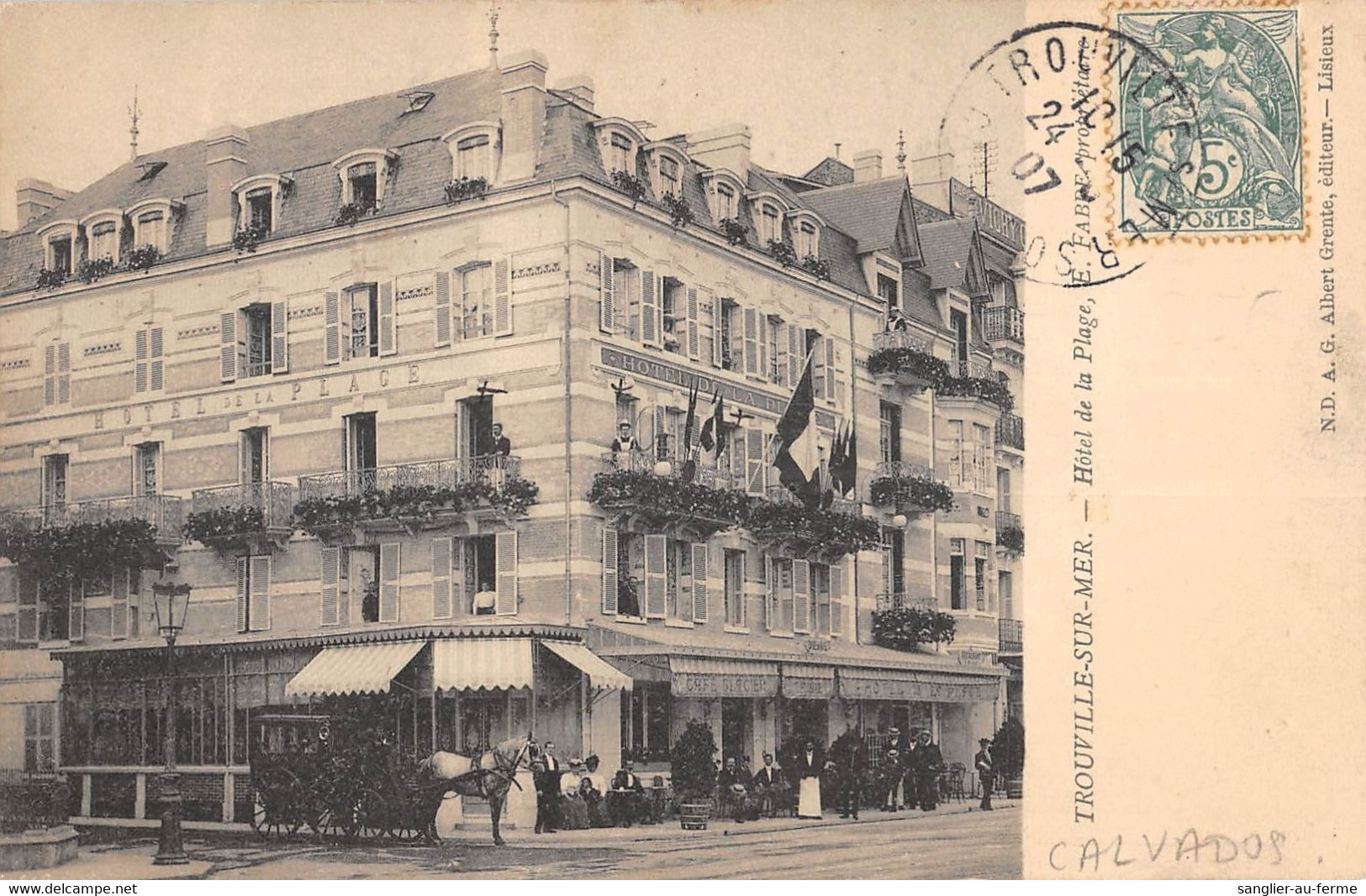 CPA 14 TROUVILLE SUR MER HOTEL DE LA PLAGE E.FABRE PROPRIETAIRE - Trouville