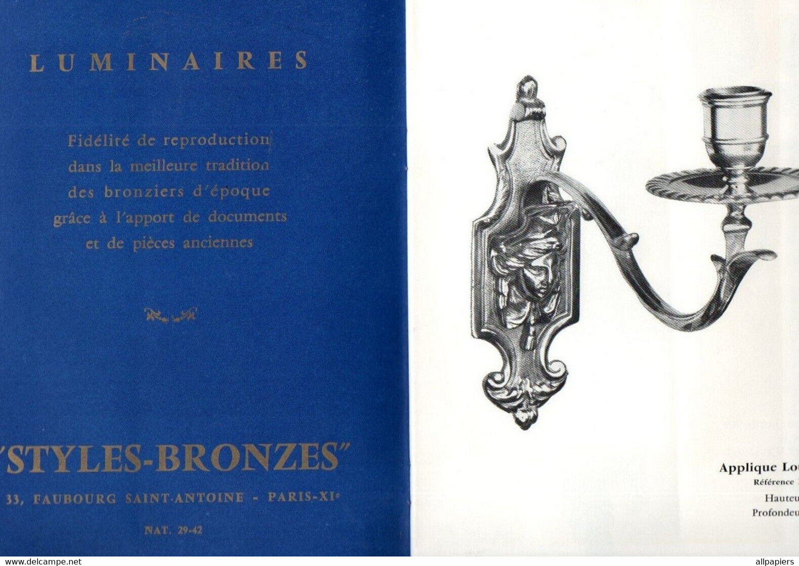 Catalogue "Styles-Bronzes" Luminaires De 28 Pages - Dépliant Luminaires - Tarif Confidentiel Janvier 1962 - 1950 - ...