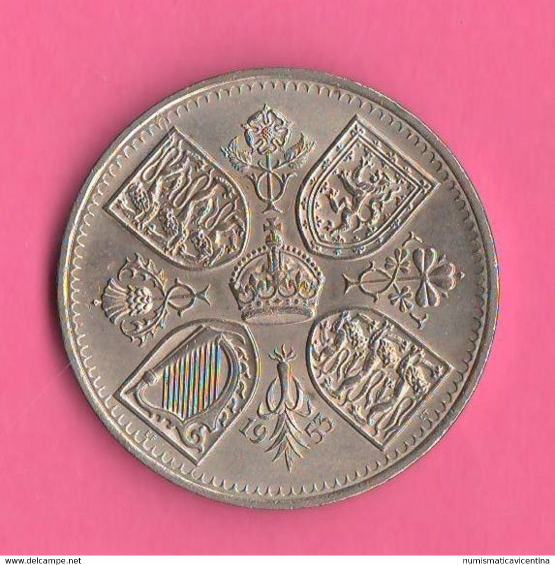 Great Britain 1 One Crown 1953 Inghilterra Coronation Queen Elizabeth  Nikel Coin - L. 1 Crown