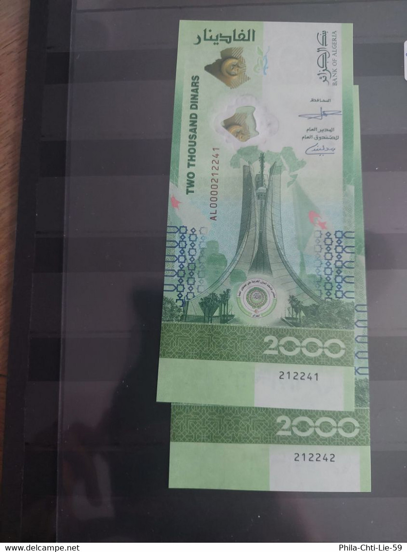 Algérie -2x 2000 Dinars 2022 - UNC - 2 Numéros Successifs - Algerien