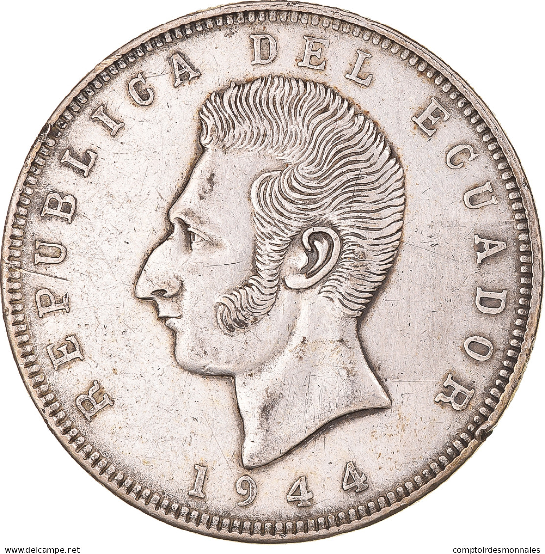 Monnaie, Équateur, Antonio José De Sucre, 5 Sucres, 1944, Mexico, TTB+ - Equateur