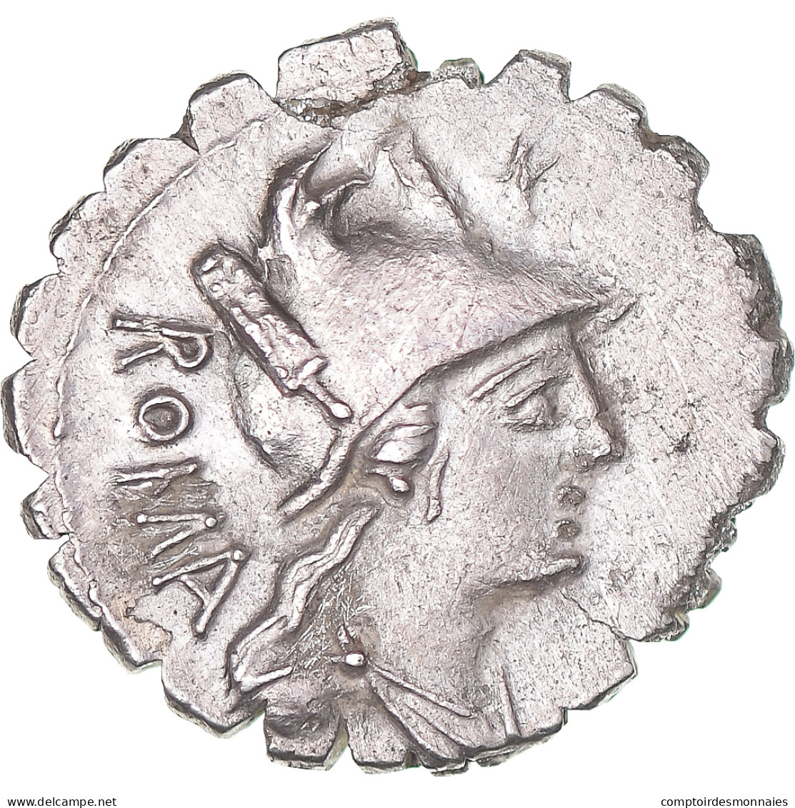 Monnaie, C. Poblicius Q.f., Denier Serratus, Ca. 80 BC, Rome, Réparée, TTB - République (-280 à -27)